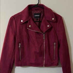 Express Burgundy Faux Suede Crop Jacket